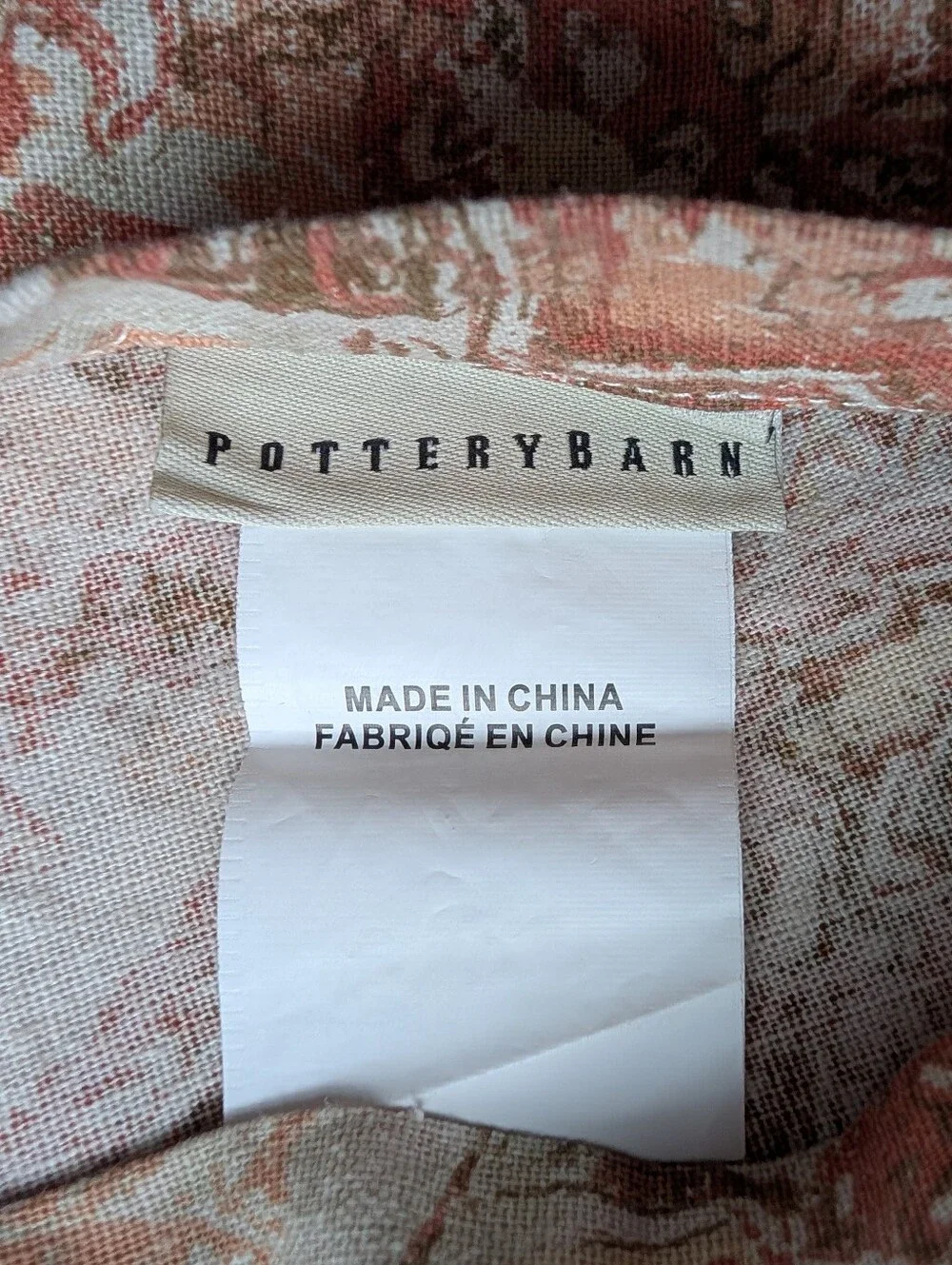 Pottery Barn Paisley Linen Blend Brown Cream Euro Pillow Covers - 2